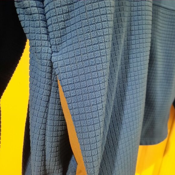 Lands End Jacket Mens XL‎ Blue Neon Grid Fleece 1/4 Pullover Sweater Hiking Ski - Picture 4 of 10